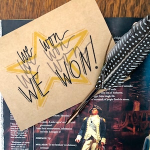 Tarjeta de felicitación de Hamilton / ¡Ganamos! Yorktown Victory / escrito a mano