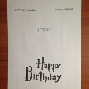 Printable handwritten Harry Potter style Birthday Card // | Etsy