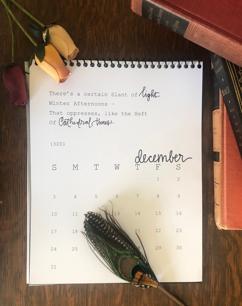 Printable 2025 Emily Dickinson Poetry Calendar // Type Set and