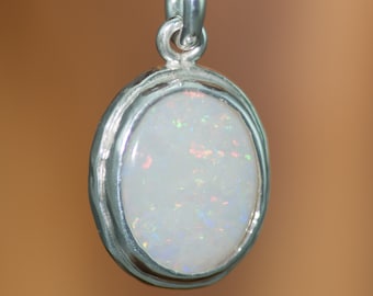 Sterling Silver Solid Australian Opal Necklace