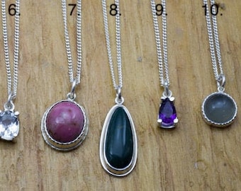 Hand Made Opal, Turquoise, Rhodolite Garnet, Akoya Pearl, Aquamarine, Rhodonite, Green Jasper, Amethyst and Moonstone Pendants