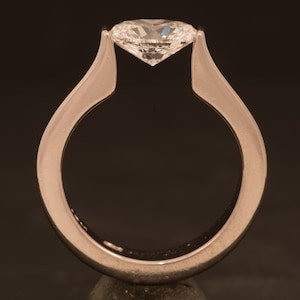 Unique OOAK 1.2 Carat Oval Cut Canadian Diamond Tension Set in Hand Forged 10% Iridium Platinum Hand Made in Canada Engagement Ring