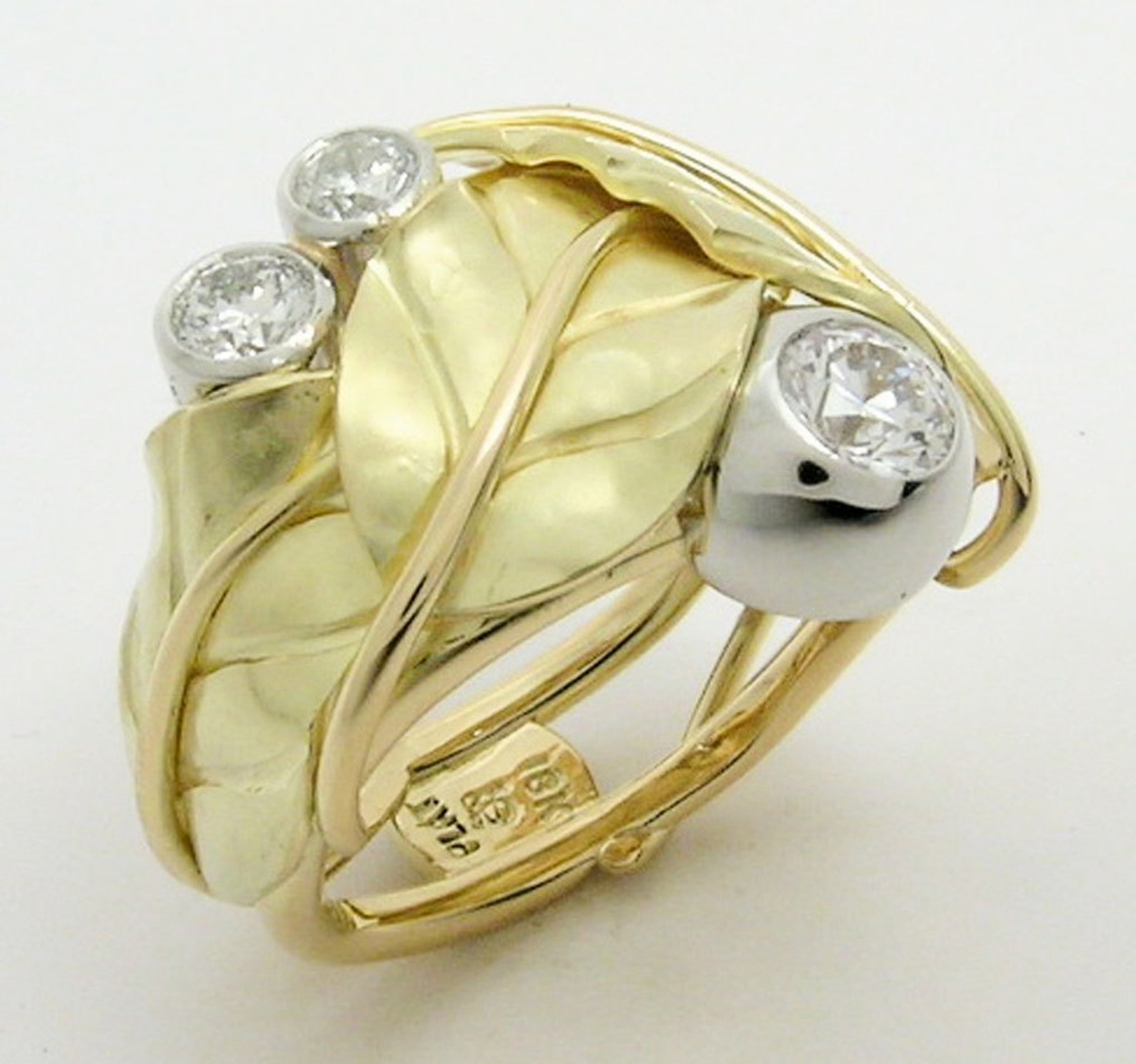 Handmade Leaf Canadian Diamond Wedding Ring Recycled 18k Gold Etsy