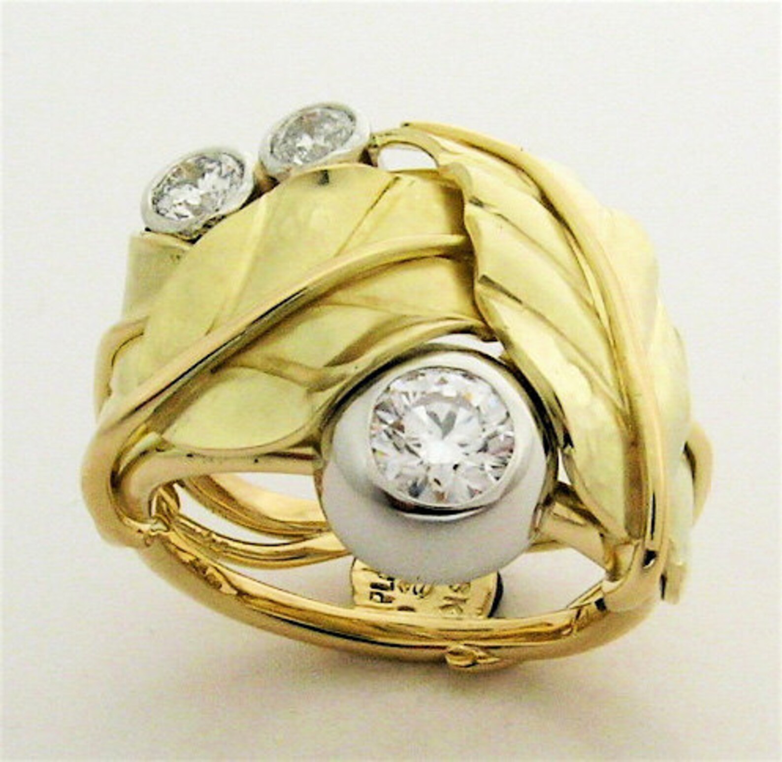 Handmade Leaf Canadian Diamond Wedding Ring Recycled 18k Gold Etsy