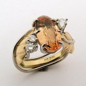 Rose Gold Leaves Imperial Topaz & Canadian Diamond Ring