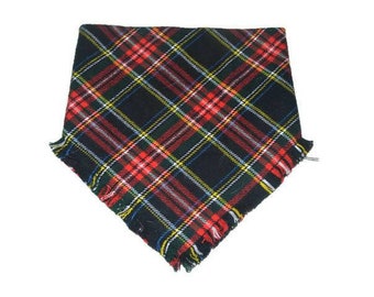 Winter plaid flannel fringe pet bandana