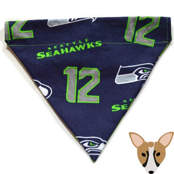 Reversible Seattle Seahawks pet on-collar bandana, 12th man, Seahawks gear, NFL, collar bandana, Seahawks pet, dog bandana, football