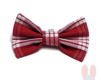 Red Palaka plaid bow for small animals