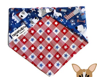 Reversible Dog Bless America pet bandana