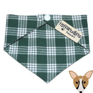 Green/white plaid Palaka pet bandana