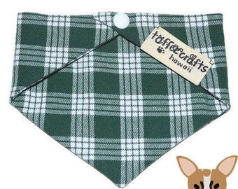 Green/white plaid Palaka pet bandana