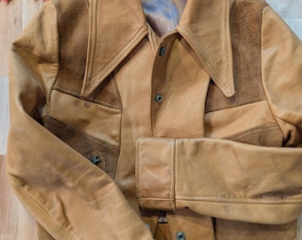 Vintage Caramel Suede and Leather Neto Cropped Jacket, Excellent Condition, Wmns XS