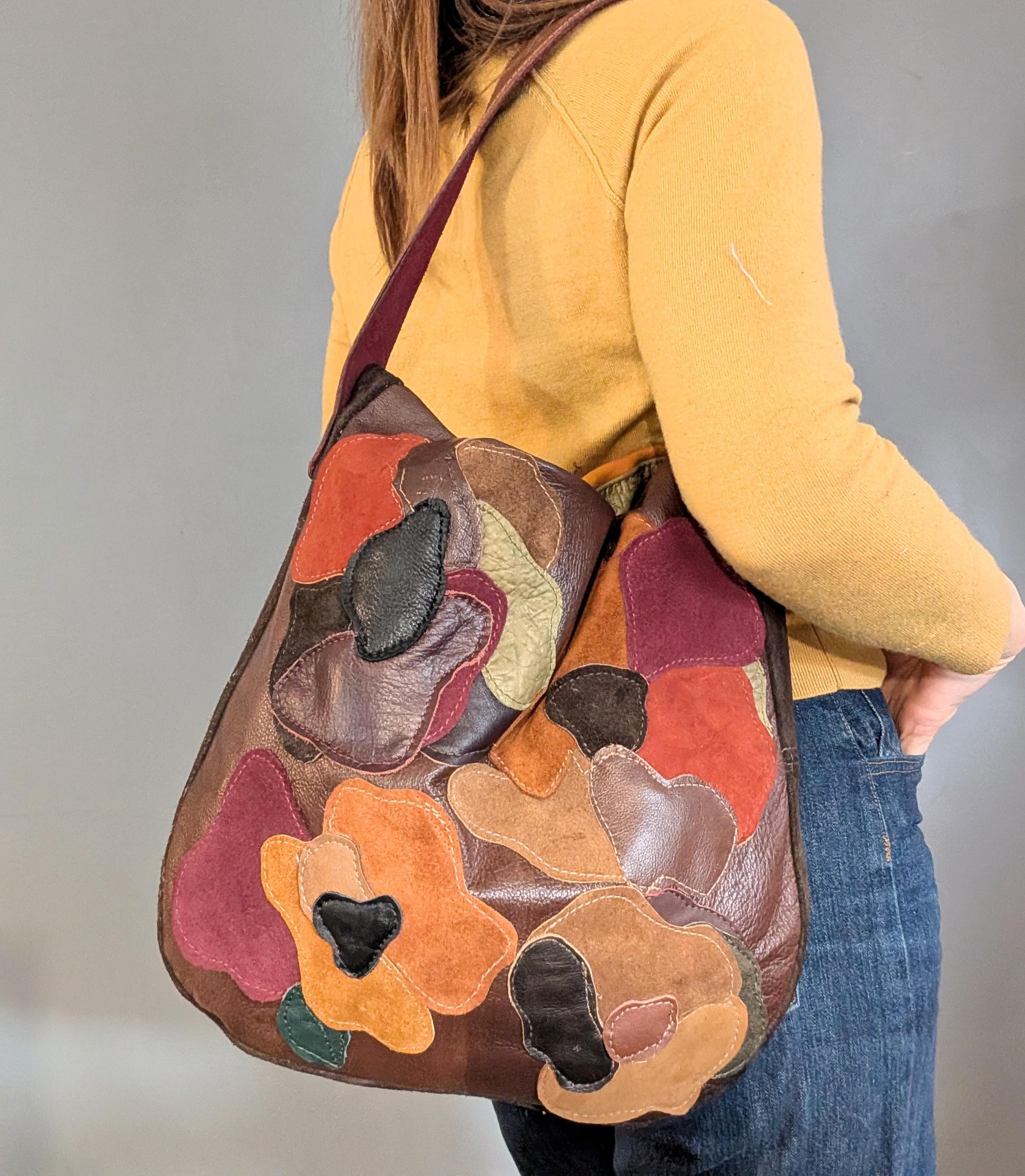 Sac à Main Femme Patchwork Cuir PU - Multicolore Marron - Neuf Avec étiquettes