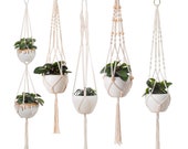 5 piece set macrame plant hanger macrame plant hangers with hooks crochet plant hangers boho wall art decor vintage style simple minimalist