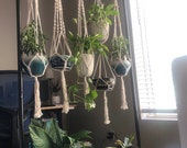 5 piece set macrame plant hanger macrame plant hangers with hooks crochet plant hangers boho wall art decor vintage style simple minimalist