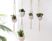5 piece set macrame plant hanger macrame plant hangers with hooks crochet plant hangers boho wall art decor vintage style simple minimalist