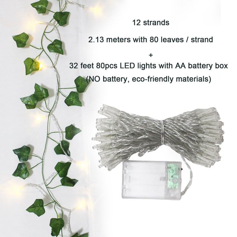 Fake Ivy Leaves With Lights Set of 12 Artificial Greenery Etsy Australia