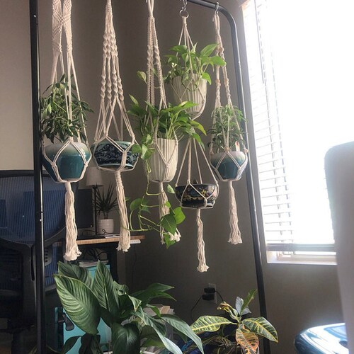 Macrame Plant Hanger 35in SIMPLE 3-ARM 6mm SAND 