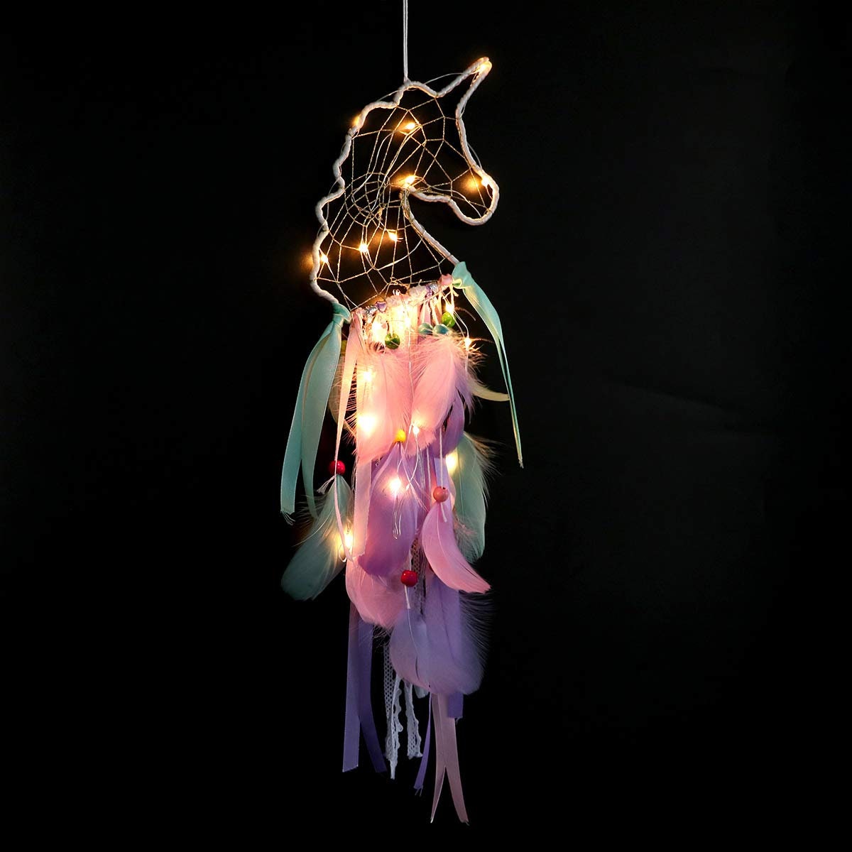 Unicorn Dream Catcher Catchers with LED Light Up Colorful Purple Pink…