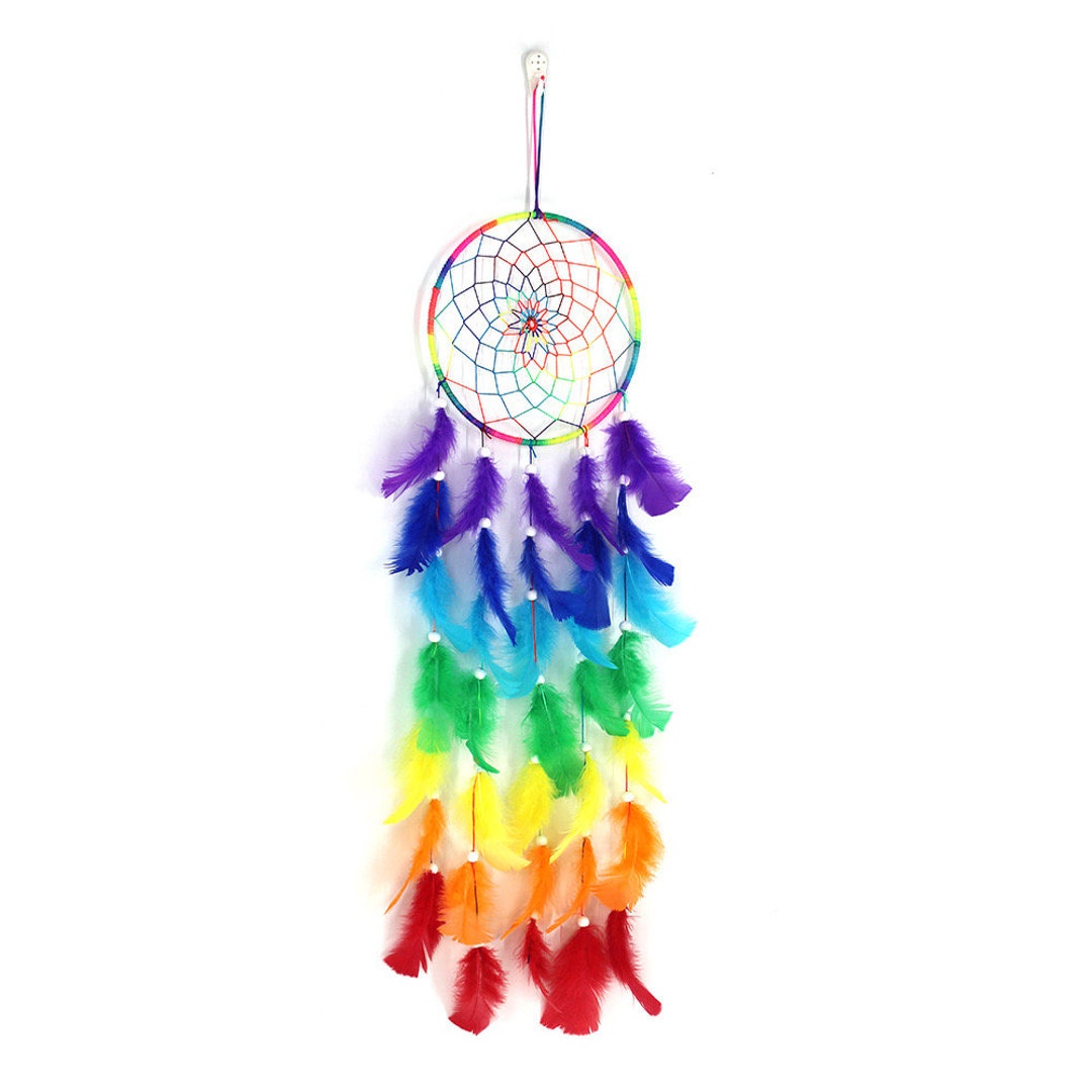 Rainbow Dream Catcher Catchers Feather Handmade Flowers DIY Etsy
