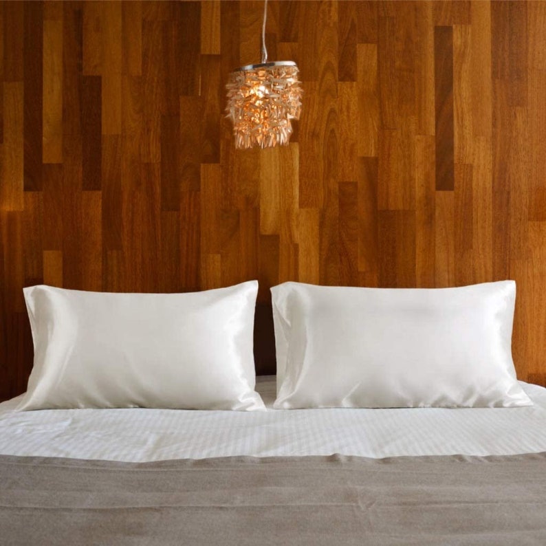 White Satin Pillowcase 2 Pack for Hair Skin Silk Pillow Etsy