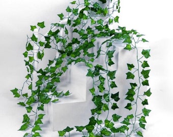 20 Artificial Ivy Leaves Green Variegated Leaf Pieces Wedding Craft Decorative