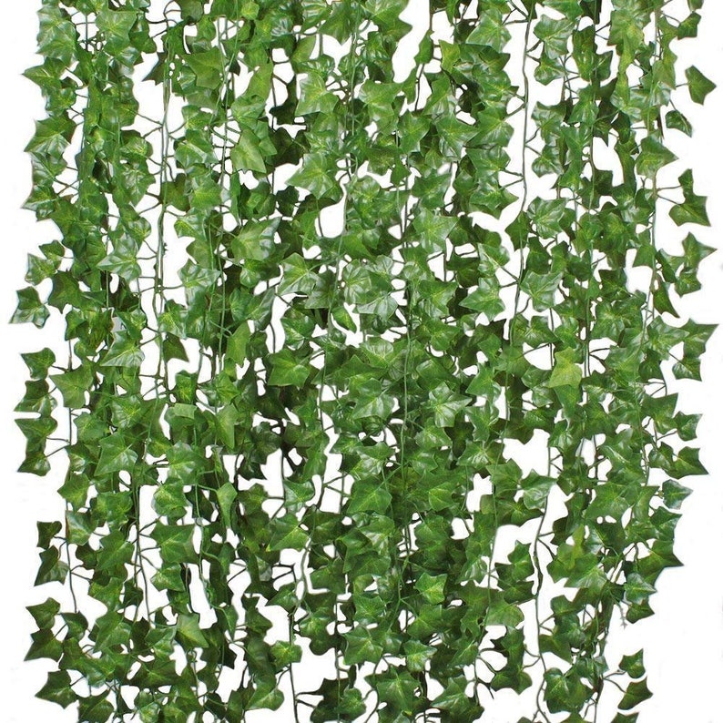 Fake Ivy Leaves, Set of 12 Artificial Greenery vines for room decor leaves room decor fake leaves ivy garland faux vines decor wedding decor 