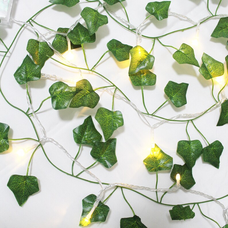 Fake Ivy Leaves With Lights Set of 12 Artificial Greenery Etsy