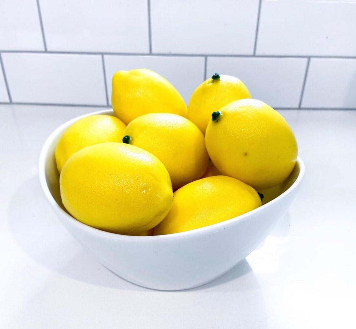 Fake artificial lemons lemon decor kitchen faux fake fruit Etsy