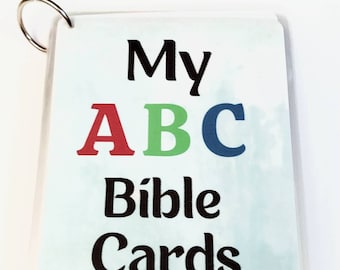 ABC Bibel Karte zum Ausdrucken / Memory Vers Karte / Bibel ABC / ABC Bibelvers für Kinder / Christliche Illustration für Kinder / Alphabet Memory Verse