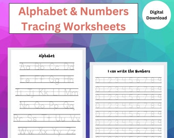 Alphabet und Zahlen Arbeitsblatt/Alphabet und Zahlen Aktivität/ ABC-Ablaufverfolgung / Handschriftübungen / Zahlenverfolgung / Printable