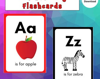 Alphabet Karteikarten für Kleinkinder | ABC-Lernkarten | Großbuchstaben Kleinbuchstaben Phonics (Digitaler Download)