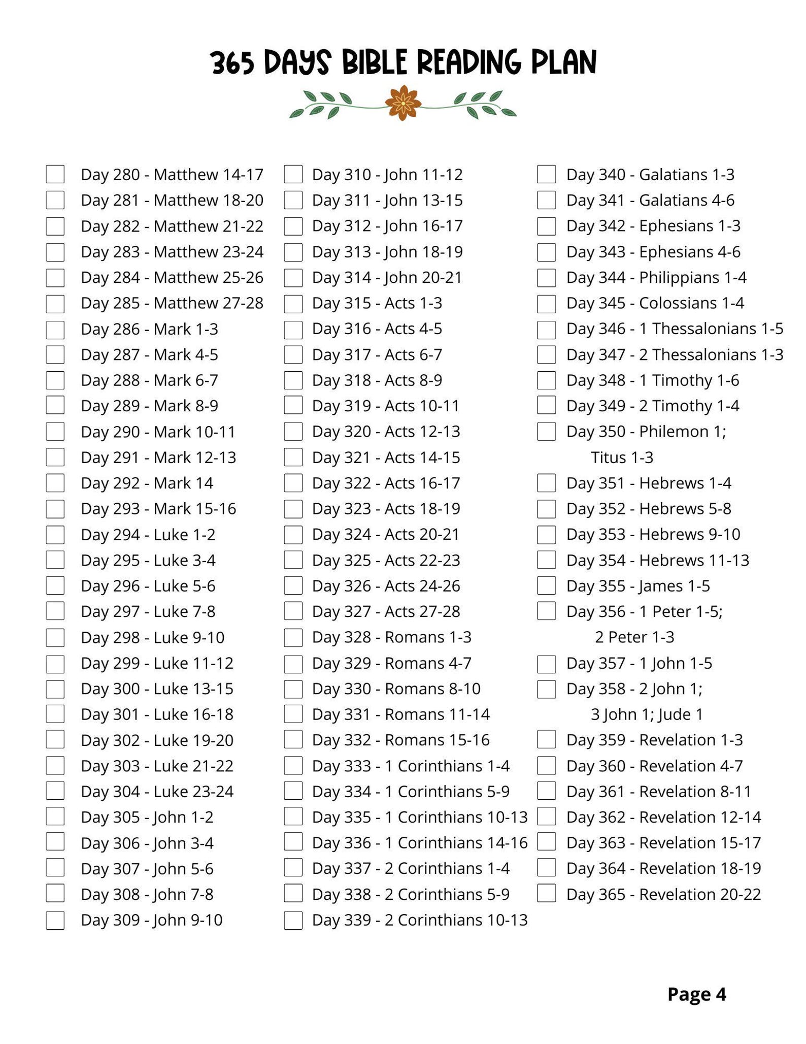 365 Day Bible Reading Plan | Printable Scripture Reading Guide | Read ...