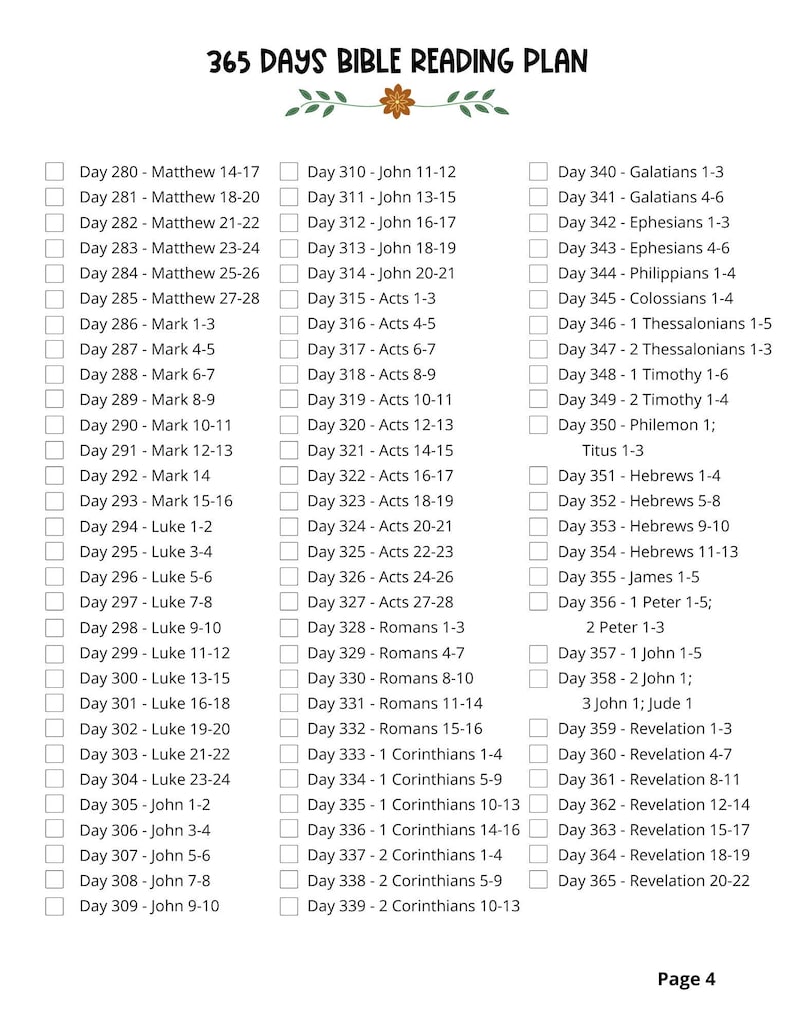 365 Day Bible Reading Plan | Printable Scripture Reading Guide | Read ...