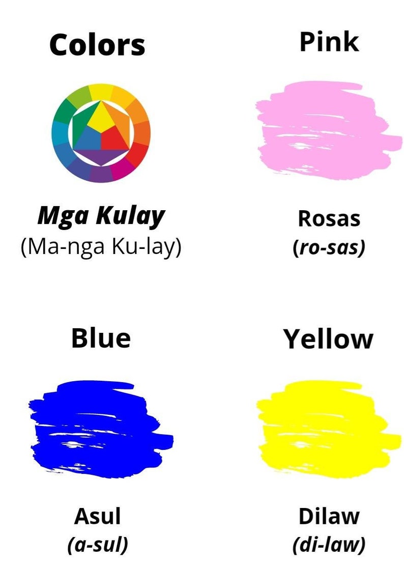 Printable EnglishFilipino Colors / Learning Colors in Etsy México
