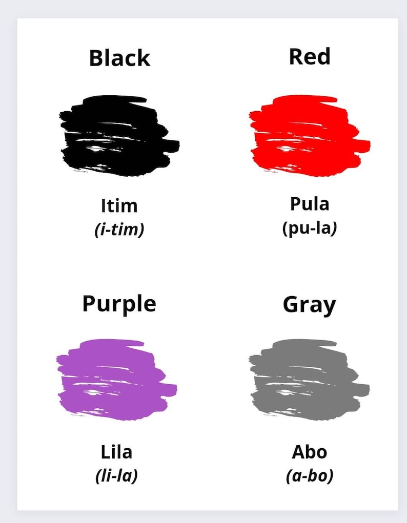 Printable English-filipino Colors / Learning Colors in Filipino