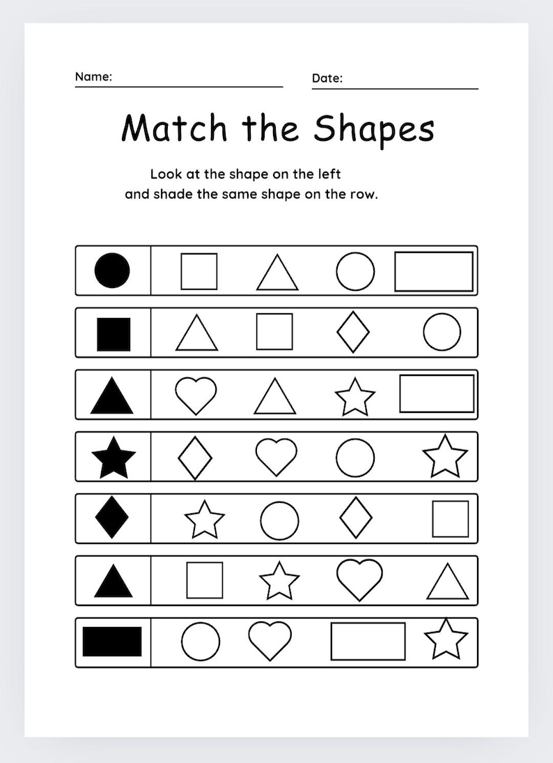 Shape Tracing Worksheets Etsy