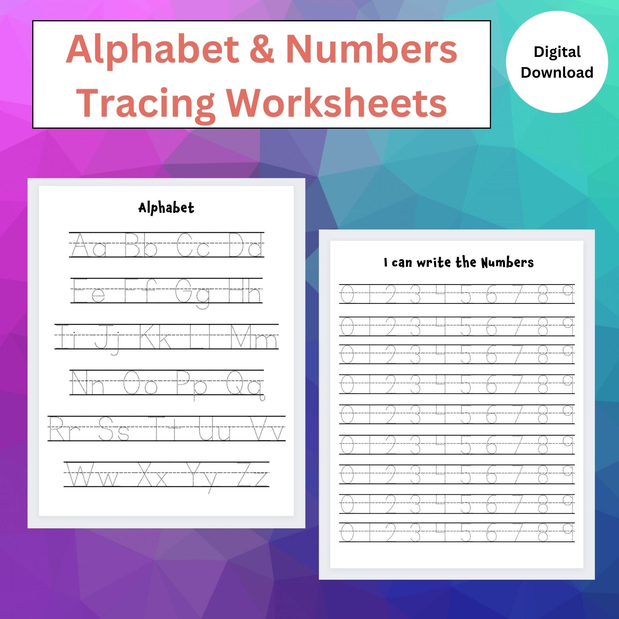 Alphabet and Numbers Tracing Worksheet/alphabet & Number Tracing