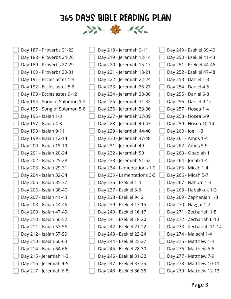 365 Day Bible Reading Plan | Printable Scripture Reading Guide | Read ...