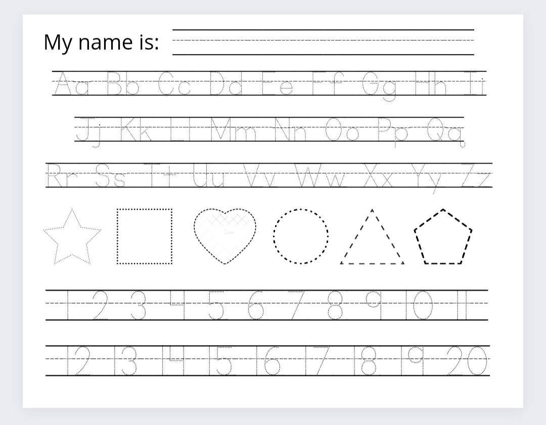 Alphabet & Numbers Tracing Worksheet/letters Tracing Sheet/printable