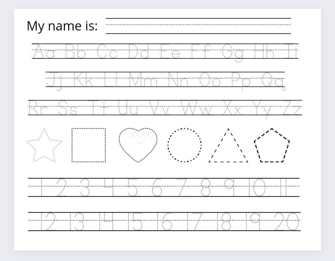 Alphabet & Numbers Tracing Worksheet/letters Tracing Sheet/printable