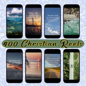 400 Christian Reels, Affirmation, Bible Verses, Inspirational Reels, Inspirational Videos, Motivational Reels, Social Media Templates, PLR