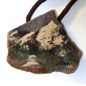 Boulder Flatiron stone necklace, Stone Painting, Watercolor on Light sandstone