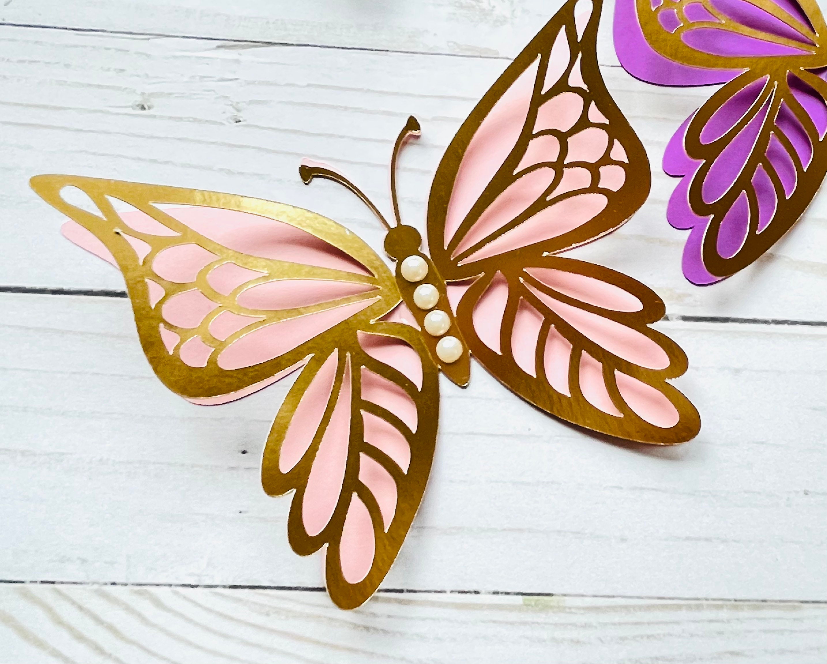 Yasu Gold Butterfly Ornaments Craft Paper Butterflies Gold 3d