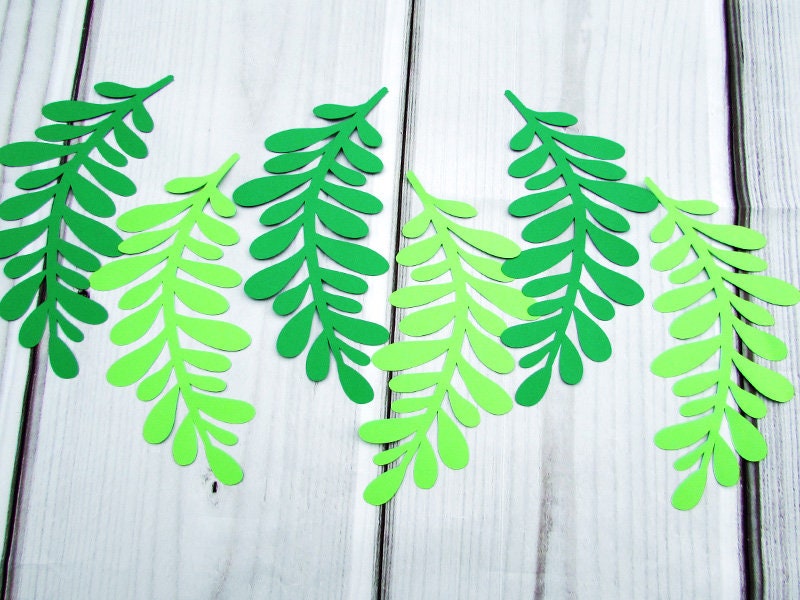 Paper cutout of many different green leaves stock photo - OFFSET