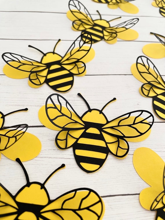 Bumble Bee Paper Cutouts 3D Bumble Bee Decor Bee Decor Theme Honey Bee  Cutouts Paper Bees Black and Yellow Bee Paper Cutouts 