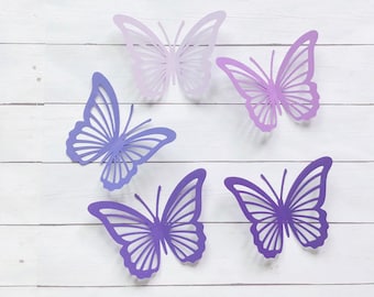 Paper butterfly die cuts Purple paper butterfly cutouts butterfly wall decor Paper butterflies Butterfly confetti Butterfly tags