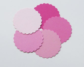 Pink scalloped circles cutouts scalloped circle die cuts pink paper circles scalloped paper circle cut outs