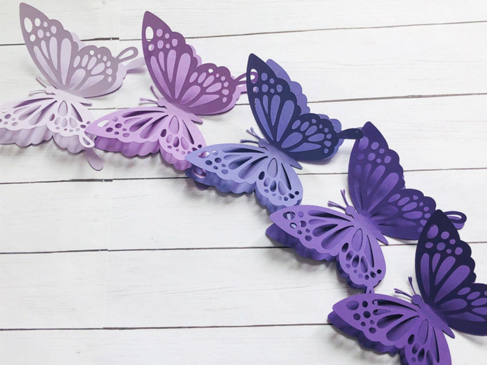 3D Paper Butterfly Cutouts 3D Purple Paper Butterflies Purple Etsy