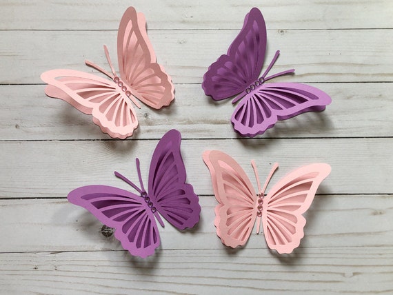 Papier rose papillon découpes papillons roses découpes papier papillon  décor papillon décoration de mur papillon 3D papillon Ensemble de 25 pc -   France